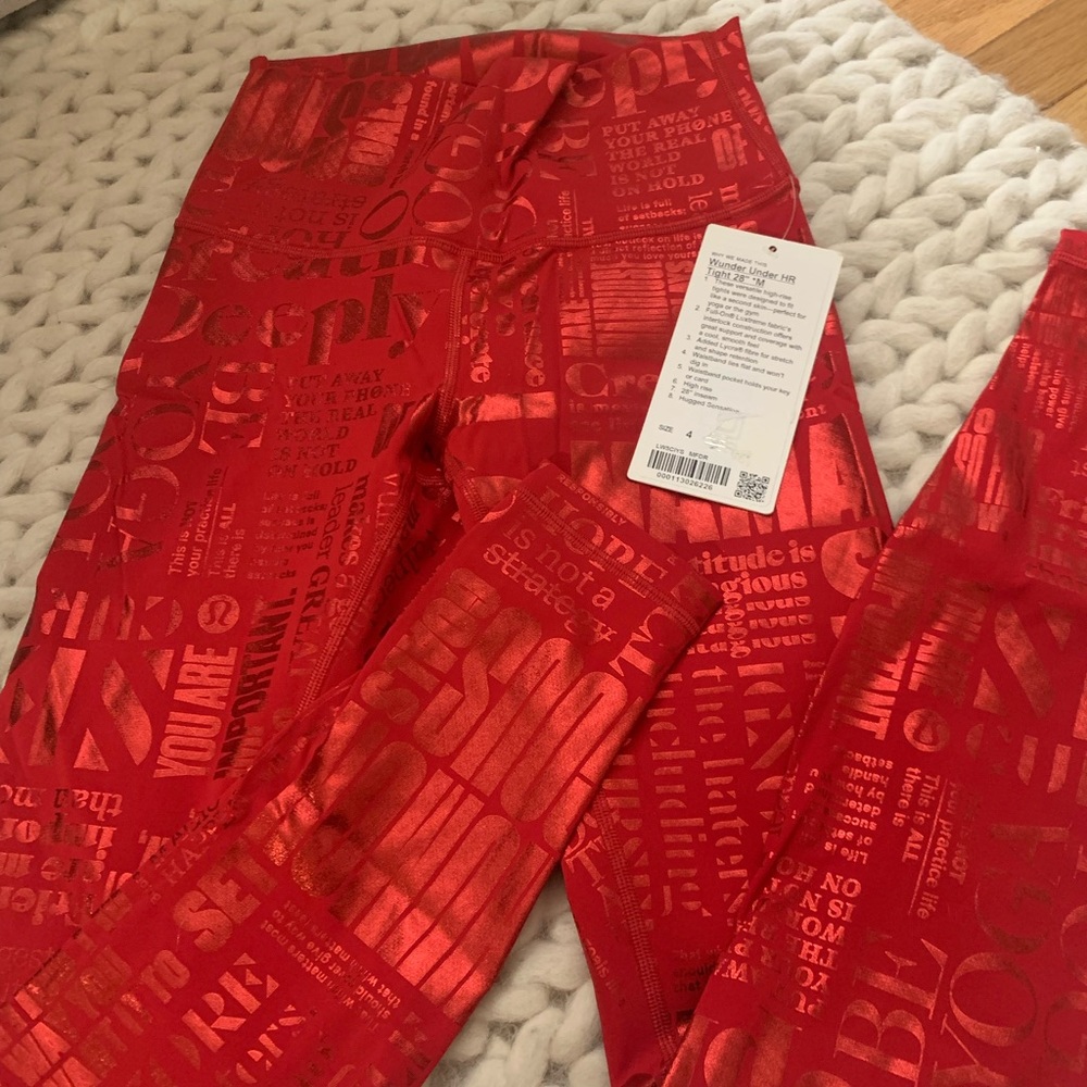 Lululemon Wunder Under leggings  (positive affirmations on pants)